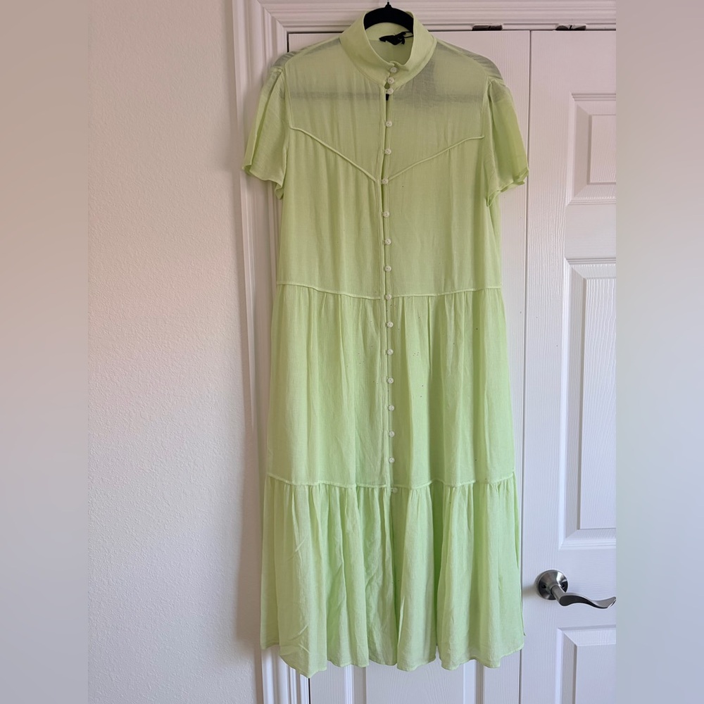 rag & bone Light Green Tiered Button-Front Maxi Dress